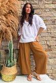 Annie Cushion Cotton Barrel Culotte Pant Hazelnut
